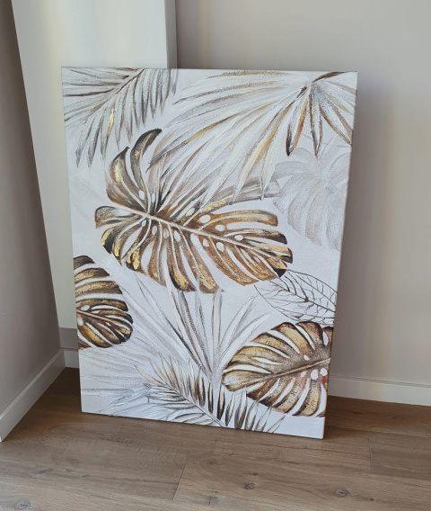 Obraz ręcznie malowany - Monstera 75 x 100cm