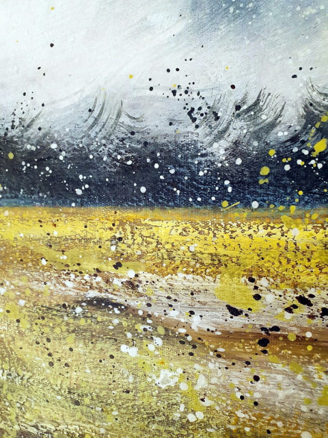 Obraz ręcznie malowany - Rozlewisko 75 x 100cm